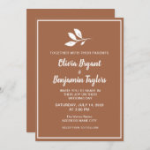 Einfache weiße Blätter. Terracotta-Hochzeit Einladung (Vorne/Hinten)