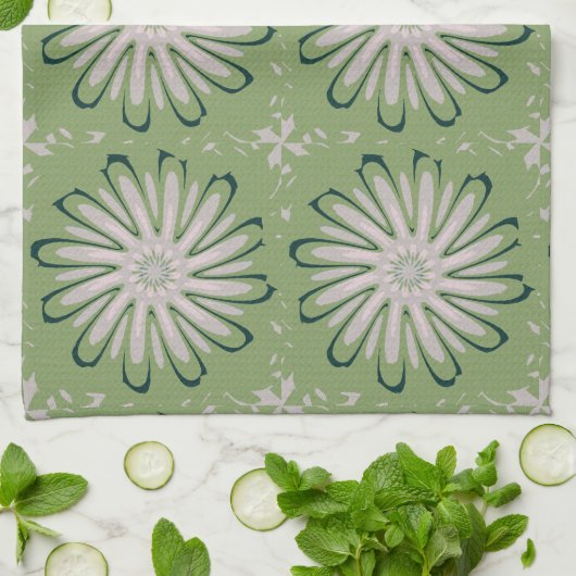 Einfache weiße Blume Geschirrtuch (Gefaltet)