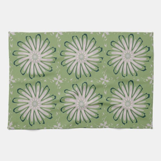 Einfache weiße Blume Geschirrtuch (Horizontal)