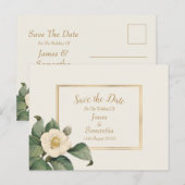 Einfache weiße Blume | Hochzeitstag speichern Ankündigungspostkarte (Vorne/Hinten)