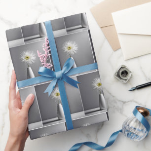 Einfache weiße Blume in einer Vase Geschenkpapier