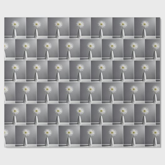 Einfache weiße Blume in Vase Geschenkpapier (Flach)