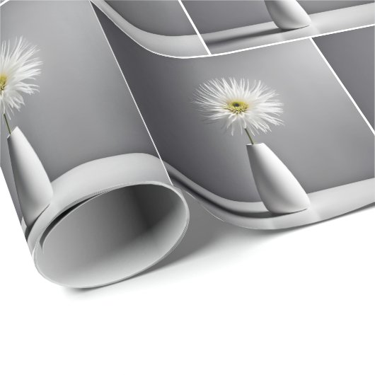 Einfache weiße Blume in Vase Geschenkpapier (Rolleneckpunkt)