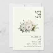 Einfache weiße Blume Save the Date Einladung (Vorderseite)