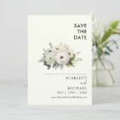 Einfache weiße Blume Save the Date Einladung (Stehend Vorderseite)