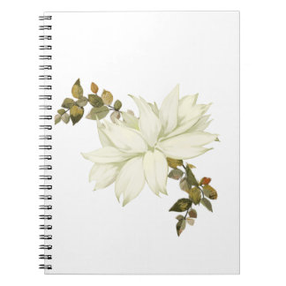 Einfache weiße Blume und Laub Notizblock