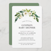 Einfache weiße Blütenmädchen Elegante Babydusche Einladung (Vorne/Hinten)