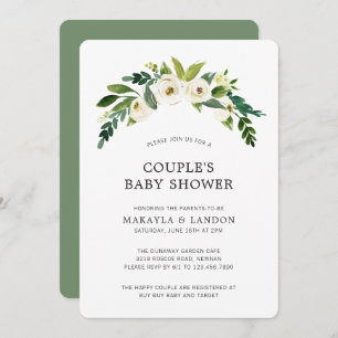 Einfache weiße Blütenmädchen Elegante Babydusche Einladung