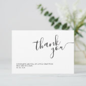 Einfache weiße Chic-Kalligrafie Dankeskarte (Stehend Vorderseite)