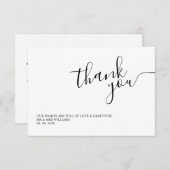Einfache weiße Chic-Kalligrafie Dankeskarte (Vorne/Hinten)