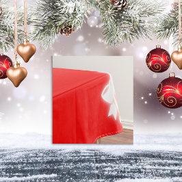 Einfache, weiße Dekoration Weihnachten auf Rot | Tischdecke