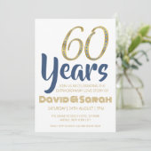 einfache weiße Einladungen zum 60. Hochzeitstag (Stehend Vorderseite)