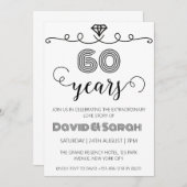 einfache weiße Einladungen zum 60. Hochzeitstag (Vorne/Hinten)