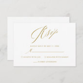 Einfache weiße, elegante Script-Hochzeit-RSVP-Kart RSVP Karte (Vorne/Hinten)