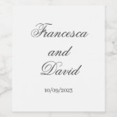 Einfache weiße Etiketten Weinhochzeit (Einzelnes Label)