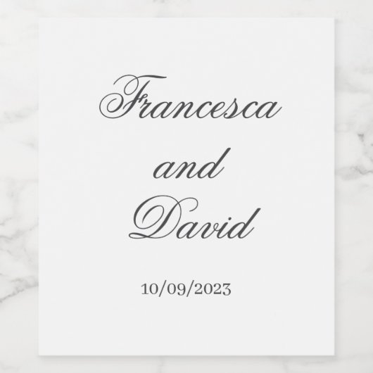 Einfache weiße Etiketten Weinhochzeit (Einzelnes Label)