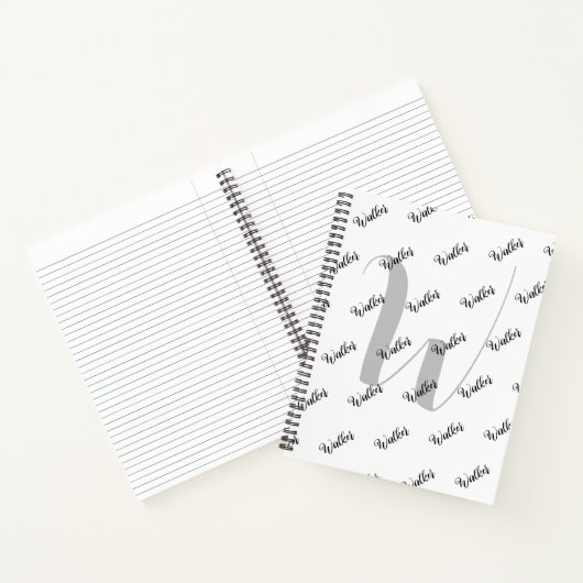 Einfache weiße Farbe - Anfangsname Mit Monogramm Notizblock (Innenseite)