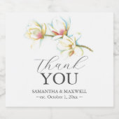 Einfache weiße Flora Vielen Dank Schaumweinetikett (Einzelnes Label)