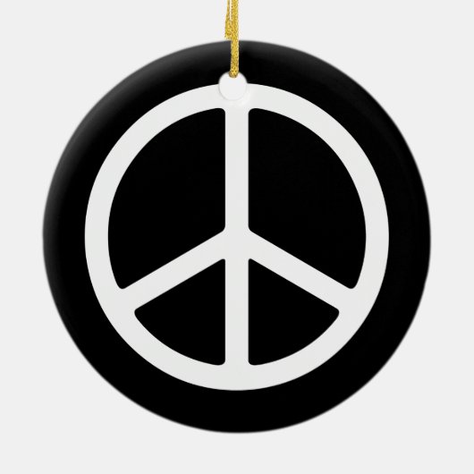 Einfache weiße Friedenszeichen-Verzierung Keramik Ornament (Hinten)