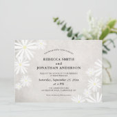 Einfache Weiße Gänseblümchen Rustikale Hochzeit Einladung (Stehend Vorderseite)
