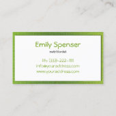 Einfache weiße, gesunde Lebensdauer Gelbe grüne Le Visitenkarte (Rückseite)