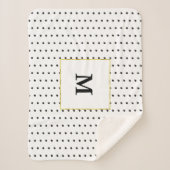 Einfache weiße Gold- und Schwarz-Monogram-Polka-Pu Sherpadecke (Vorderseite)