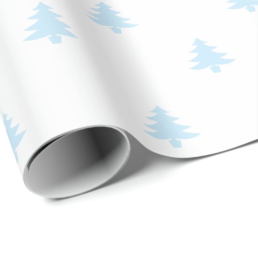 Einfache weiße, hellblaue Weihnachtsbäume Geschenkpapier (Rolleneckpunkt)