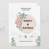 Einfache weiße Hochzeit Einladung (Vorne/Hinten)