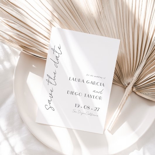 Einfache weiße Hochzeit Save The Date