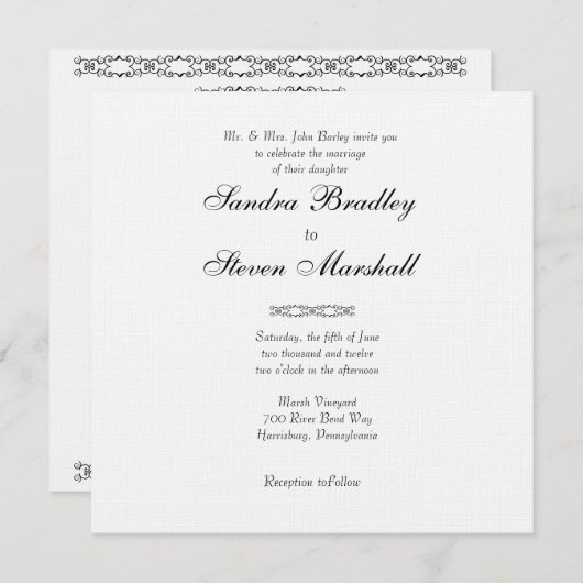 Einfache weiße Hochzeits-Einladungen Einladung (Vorne/Hinten)