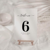 Einfache weiße Hochzeitstischnummer in massiver Fa Tischnummer