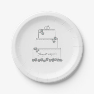 Einfache weiße Hochzeitstorte Pappteller