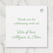 Einfache weiße Hydrangeas Grüne Hochzeitsfeier Wap Geschenkanhänger (Rückseite)