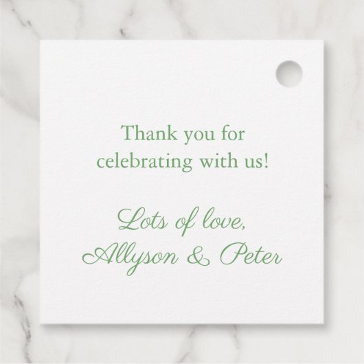 Einfache weiße Hydrangeas Grüne Hochzeitsfeier Wap Geschenkanhänger (Rückseite)