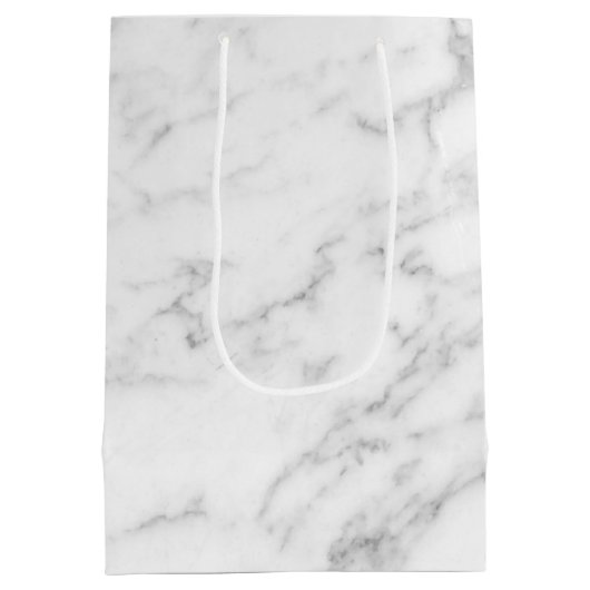 Einfache, weiße Imitat aus Marmor Mittlere Geschenktüte (Rückseite)