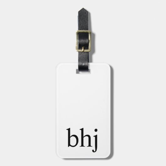 Einfache weiße Initialmonogramm Gepäckanhänger (Vorderseite vertikal)