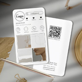 Einfache weiße Instagramm Foto Collage Business Ca Visitenkarte