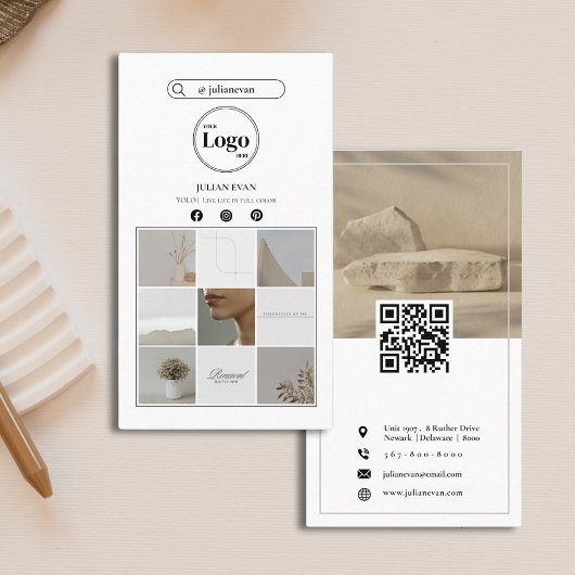 Einfache weiße Instagramm Foto Collage Social Medi Visitenkarte