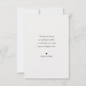 einfache weiße kalligraphische Hochzeit danke Kart (Rückseite)