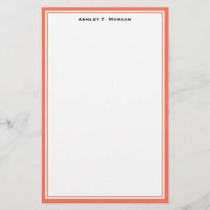 Einfache weiße Korallen-personalisierte Korrespond Briefpapier