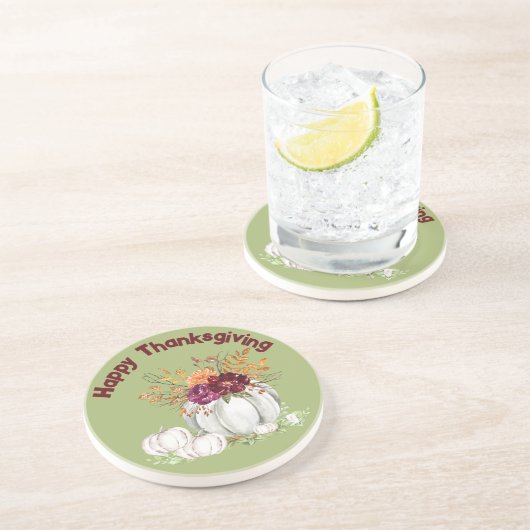 Einfache weiße Kürbis und Erntedank | Getränkeuntersetzer (Seite)