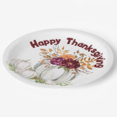 Einfache weiße Kürbis und Erntedank | Pappteller (Schrägansicht)