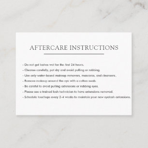 Einfache weiße Lash-Extension-Mikroblende Afterca Visitenkarte