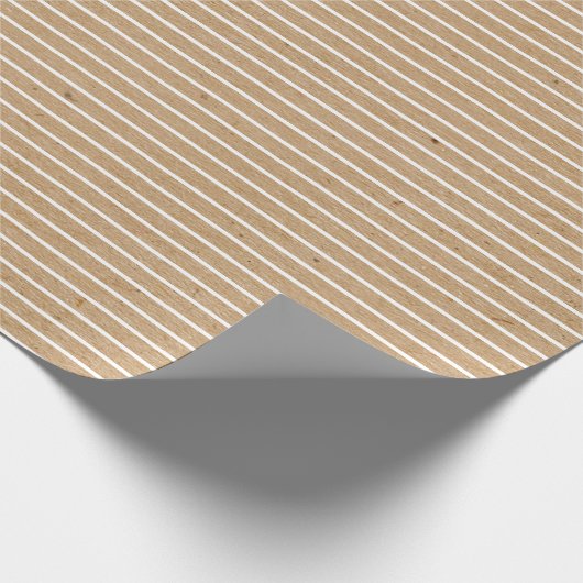 Einfache weiße Linien auf Imitaten Rustikale braun Geschenkpapier (Ecke)