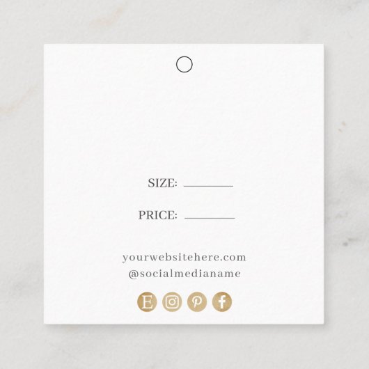 Einfache, weiße Logokombination - Preis ändern Quadratische Visitenkarte (Rückseite)
