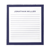 Einfache weiße Marine Typografischer Name Linken Notizblock (Vorderseite)