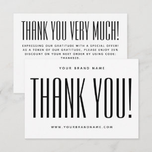 Einfache weiße minimalistische Geschäft-Dankeschön Dankeskarte