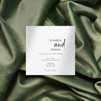 Einfache, weiße, moderne minimalistische Hochzeit Einladung