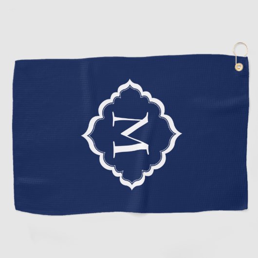 Einfache weiße Monogramm Golfhandtuch (Horizontal)