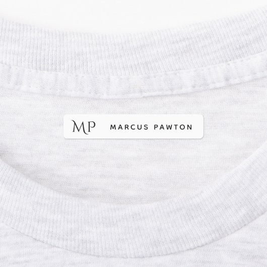 Einfache, weiße Monogramm Kinder Bezeichnung Kleid Etiketten (Befestigt)